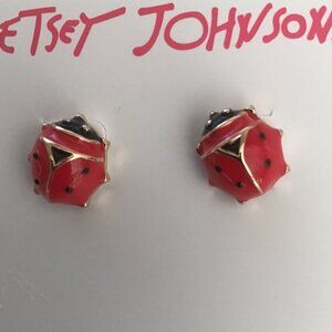 Betsey Johnson New Red Ladybug Earrings